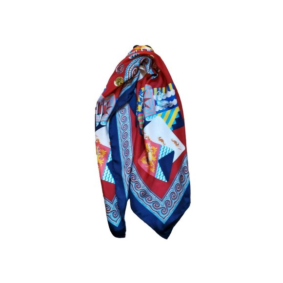 Atlantis Bold Colorful Nautical Inspired Women's Silk Scarf - Picture 5 of 8